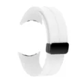Detail view of the white silicone watch strap with a secure black magnetic folding clasp. - Google Watch 4 Folding Buckle Straps / White