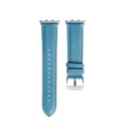 Blue leather watch strap replacement with metal connectors and buckle for smart watch. - Honor Watch X5 (Silver Connector) and Strap / Blue