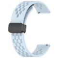 Breathable silicone replacement watch band with magnetic folding clasp for Vivo Watch 5. - Silver Connector + Watch Band / Light Blue