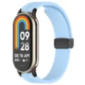 Cinturino di ricambio in silicone per smartwatch con fibbia pieghevole magnetica azzurro. - Connettore nero + cinturino / Blu Disteso