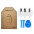 Gedetailleerd overzicht van smartwatch-beschermfolie met verpakking en accessoires. - 3 Stuks/Pakket / Hydrogel film 3-pak (doos)