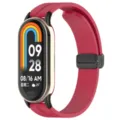 Cinturino per orologio in silicone con fibbia pieghevole magnetica compatibile con Xiaomi band. - Connettore nero + cinturino / Borgogna