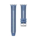 Blue silicone and nylon hybrid replacement watch band compatible with smart watch accessories. - Silver Connector + Watch Band / Light Blue