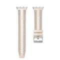 Replacement watch strap, composite woven silicone band in beige with silver buckle. - Silver Connector + Watch Band / Starlight