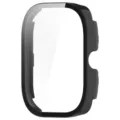 Smartwatch protective case detail view, tempered glass and hard PC all-in-one black cover. - Black