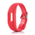 Correa de repuesto de silicona roja con diseño texturizado y hebilla de metal para pulsera. - Rojo
