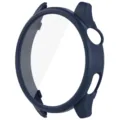 Dark blue smartwatch protective case detail featuring integrated tempered glass screen shield. - Case and Screen Protector for Xiaomi Watch 5 / Ink Blue