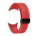 Red silicone watch band replacement for smartwatch with magnetic folding buckle, 22mm strap. - Google Watch 4 Folding Buckle Straps / Red