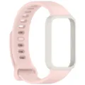 Nahaufnahme des rosa Silikon Ersatzarmbands für Smartwatch mit Schutzhülle und tollem Design. - Beige Und Rosa