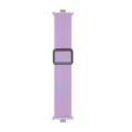 Close-up view of the purple silicone watch strap with a square magnetic folding buckle. - Purple