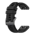 Black silicone sports watch strap replacement compatible with outdoor smartwatches 22mm - 20mm / Black