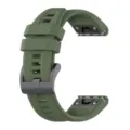 Olive green silicone watch strap replacement with black buckle, durable and flexible. - Dark Green