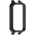Detailed view of black PC protective bumper frame for smart watch band, smooth glossy finish. - Black