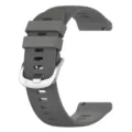 Grey silicone watch strap detail close-up showing textured surface and metal buckle. - Watch Band Width 18mm / Dark Gray