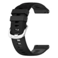 Replacement black silicone watch strap with quick release pins and metal buckle. - Watch Band Width 18mm / Black