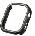 Schwarze strassbesetzte Smartwatch Schutzhülle Detail, glänzender Glitzerrahmen Zubehör. - Schwarz