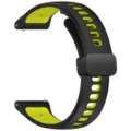 Cinturino per orologio in silicone bicolore da 22mm con chiusura magnetica e perni rapidi. - Cinturino con fibbia magnetica (22 mm) / Nero lime