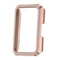 Rose gold rhinestone smart watch protective case crystal hard PC cover for daily wear. - Huawei Band 11 Pro Hollow Protective Cases / Rose Gold