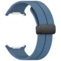 Silicone magnetic folding buckle watch strap detail view, flexible blue band texture. - Premium Blue