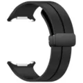 Black silicone watch strap replacement with magnetic folding clasp detail for Galaxy Watch. - Black