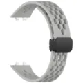 Silicone breathable perforated watch strap replacement with magnetic folding clasp detail. - Gray
