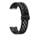 Schwarzes Silikon atmungsaktives perforiertes Uhrenarmband mit magnetischer Faltschließe - Schwarz