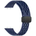 Breathable silicone replacement watch strap with magnetic folding clasp for smart band. - Original Blue