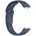 Dark blue silicone breathable replacement smartwatch band detail view, flexible design. - Topaz Blue