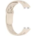 Silicone breathable replacement watch strap detail view, soft sport loop design for smart band. - Ivory