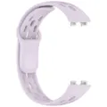 Lavender silicone breathable replacement band detail, honeycomb holes, secure metal buckle. - Light Purple