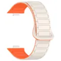 Replacement silicone watch band with tubular design and magnetic buckle in beige and orange. - Straps for Huawei Watch FIT 3/4/4 Pro / Starlight Orange