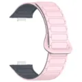 Pink silicone magnetic replacement watch band compatible with smartwatches with metal connectors. - Straps for Huawei Watch FIT 3/4/4 Pro / Light Pink Grey