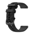 Replacement silicone watch strap with carbon fiber texture and buckle for smartwatches. - Black
