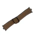 Brown leather watch strap detail view, featuring litchi grain texture and magnetic clasp. - Black Metal Connector + Strap / Litchi Pattern Leather - Dark Brown