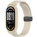 Silicone watch band and protective case for smart fitness tracker with magnetic folding clasp. - Xiaomi Smart Band 10 Standard / 10 NFC Edition Strap / Ivory White Case & Apricot Band