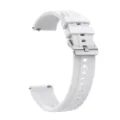 White silicone replacement watch strap detail, 22mm universal smartwatch band with steel buckle. - 22mm Watch Bands / White