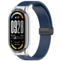 Boîtier de protection transparent et bracelet magnétique en silicone bleu pour bracelet montre. - Boîtier transparent + bracelet bleu foncé