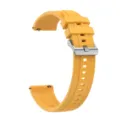 Detailed view of the vibrant yellow silicone replacement watch band with silver buckle. - 22mm Watch Bands / Yellow