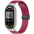 Bracelet de montre en silicone avec étui de protection transparent et fermoir aimanté. - Coque transparente + bracelet bordeaux