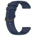 Dark blue silicone watch band replacement detail, flexible strap with black buckle and pins. - Midnight Blue