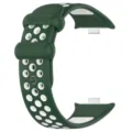 Bracelet de rechange en silicone avec trous respirants pour montre connectée vert et blanc. - Vert foncé blanc