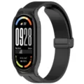 Magnetic Silicone Strap for Smart Band Black Replacement Wristband with Foldable Buckle - Xiaomi Smart Band 10 Standard / 10 NFC Edition Strap / Black Case & Black Band