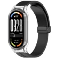 Silicone watch strap and clear protective case for smart fitness band, durable daily wear accessory. - Xiaomi Smart Band 10 Standard / 10 NFC Edition Strap / Transparent Case + Black Strap