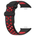 Bracelet de montre sport en silicone bicolore respirant avec connecteur en metal - Noir Rouge