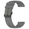 Grey silicone watch strap replacement band with black buckle, universal design detail view. - 22mm Watch Connector Interface / Gray