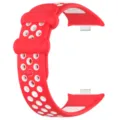 Bracelet de montre de rechange en silicone avec trous respirants pour montre connectée - Rouge Blanc