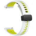 Cinturino di ricambio in silicone compatibile con smartwatch, cinturino traspirante bicolore 22mm. - Cinturino con fibbia magnetica (22 mm) / Lime bianco