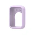 Detail shot of the soft silicone protective case in light purple designed for smart bands. - Lilac Purple