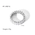 Detailed view of luxury titanium steel baguette cubic zirconia eternity ring geometric style. - Size 7 / Rectangular Style (HF-J1827-S) / Silver