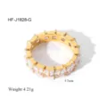 Gold titanium steel emerald cut cubic zirconia eternity ring detail view, size 5.7mm. - Size 7 / Square Style (HF-J1828-G) / Gold